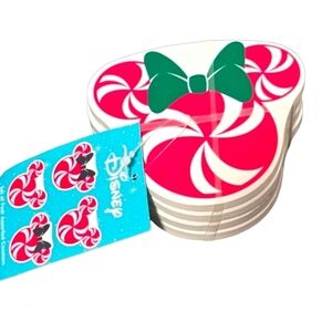 Disney mickey mouse holiday peppermint drink beverage coasters set of 4 New